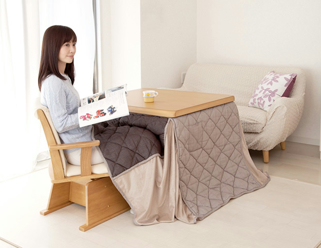 Kotatsu (Japanese winter table which is covered by a heavy blanket and has a heat source underneath)